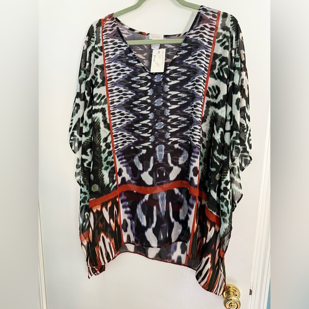 Chico’s Multicolor Patterned Poncho Top (with tags)